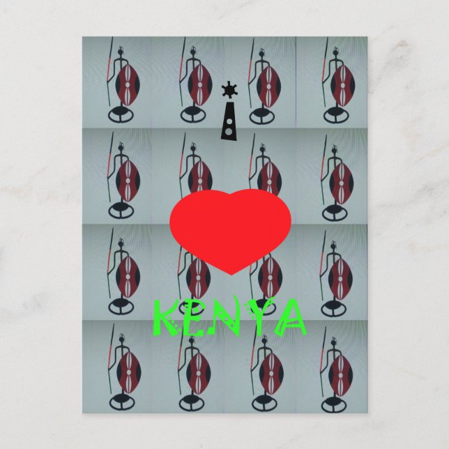 Cartão Postal Eu amo Impressão de arte no Quênia (Frente)