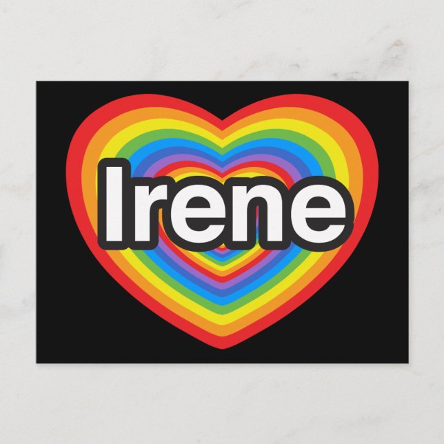 Cartão Postal Eu amo Irene. Eu te amo, Irene. Coração (Frente)