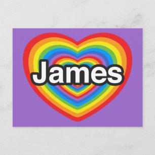 Cartão Postal Eu amo James. Eu te amo, James. Coração