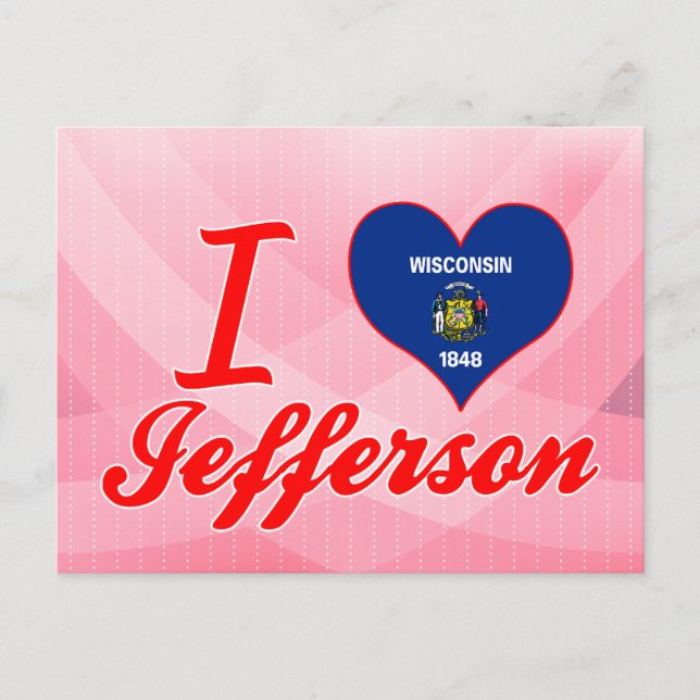 Cartão Postal Eu Amo Jefferson, Wisconsin (Frente)