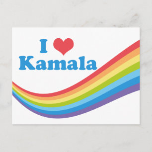 Cartão Postal Eu Amo Kamala Harris Cute Rainbow
