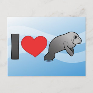 Cartão Postal Eu Amo Manatees