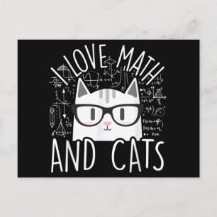 Cartão Postal Eu Amo Matemática E Gatos Gatinho Fofo Gato