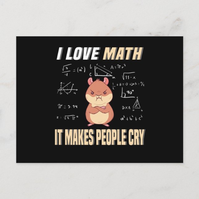 Cartão Postal Eu Amo Matemática Hamster Rodent Matth Genius Math (Frente)