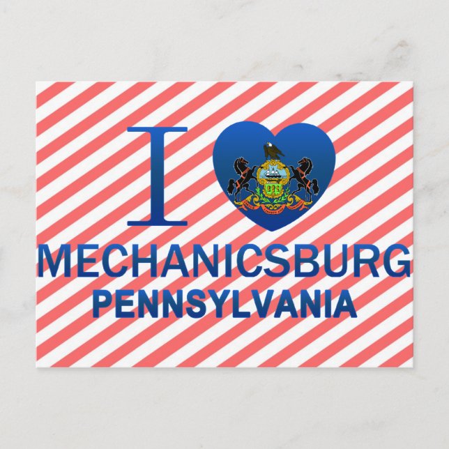 Cartão Postal Eu amo Mechanicsburg, PA (Frente)