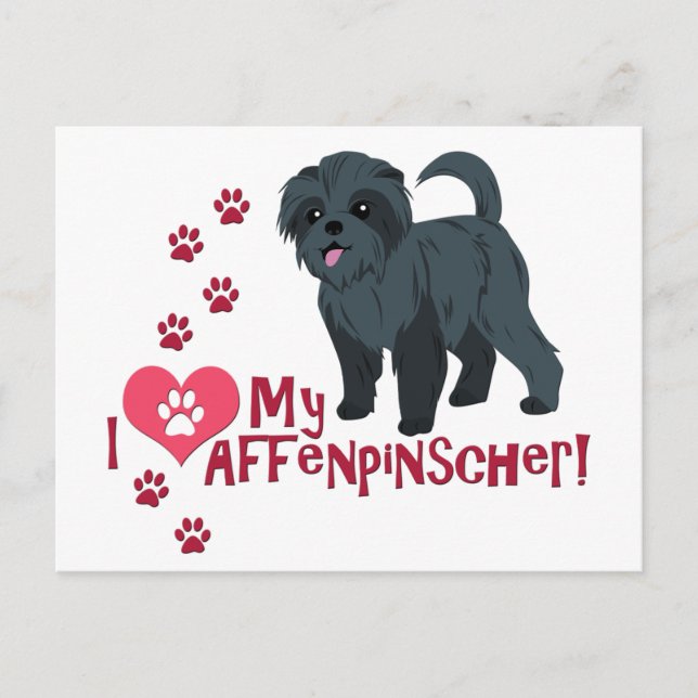 Cartão Postal Eu Amo Meu Affenpinscher! (Frente)