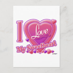 Cartão Postal Eu Amo Meu Amor rosa/roxo - coração