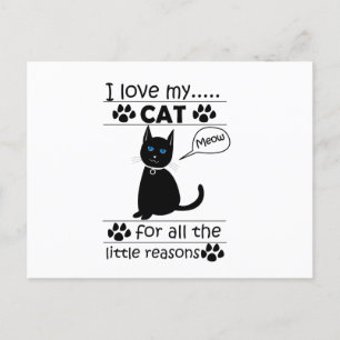 Cartão Postal Eu Amo Meu Gato Negro