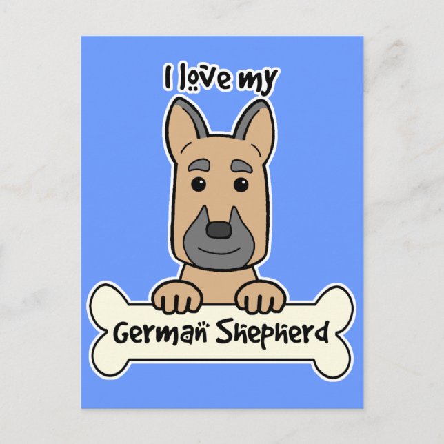 Cartão Postal Eu Amo Meu German shepherd (Frente)