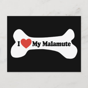 Cartão Postal Eu Amo Meu Malamute - Osso Cachorro