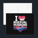 Cartão Postal Eu Amo Meu Marido Bissexual Bi Orgulho Bandeira Bi<br><div class="desc">Eu Amo Meu Marido Bissexual Bi Orgulho Bandeira Bissexual</div>