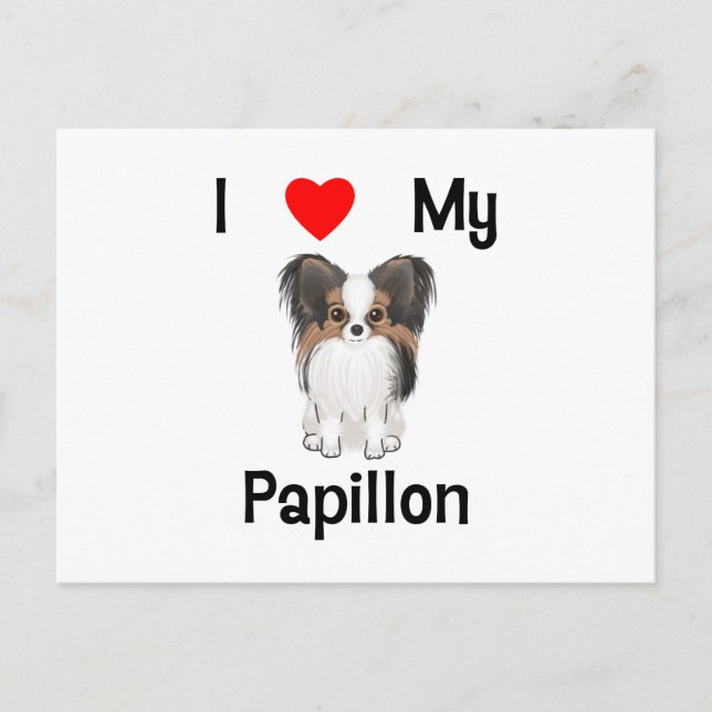Cartão Postal Eu amo meu Papillon (a imagem) (Frente)