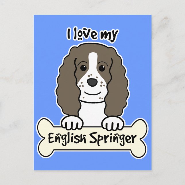 Cartão Postal Eu Amo Meu Springer Inglês (Frente)