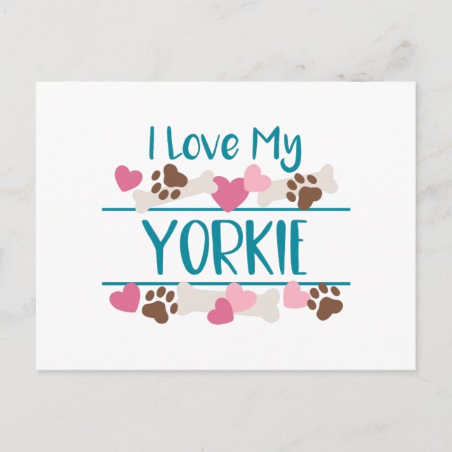 Cartão Postal Eu Amo Meu Yorkie (Frente)
