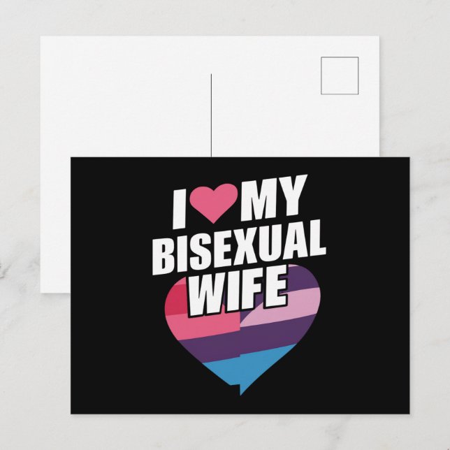 Cartão Postal Eu Amo Minha Esposa Bissexual Bi Orgulho Bandeira  (Frente/Verso)