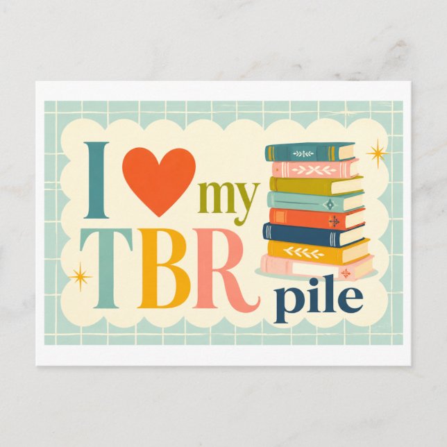 Cartão Postal "Eu [amo] Minha Pilha de TBR" (Frente)