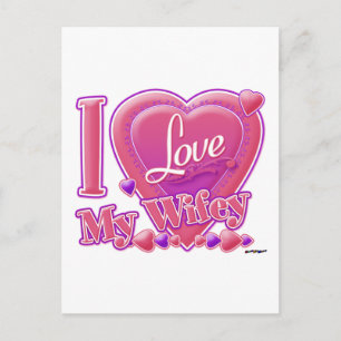 Cartão Postal Eu Amo Minha Wifey rosa/púrpura - coração
