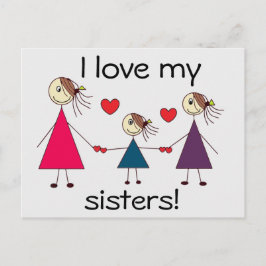 Cartão Postal Eu amo minhas irmãs Irmãs Lindas Amor