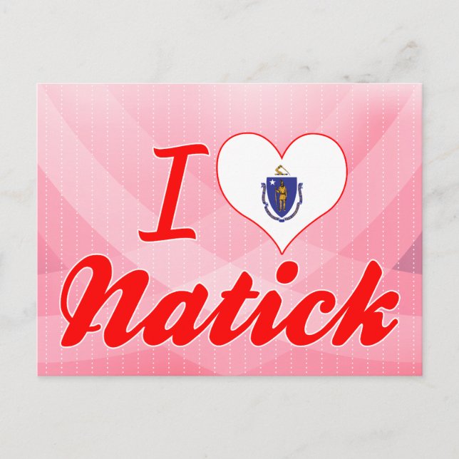 Cartão Postal Eu Amo Natick, Massachusetts (Frente)