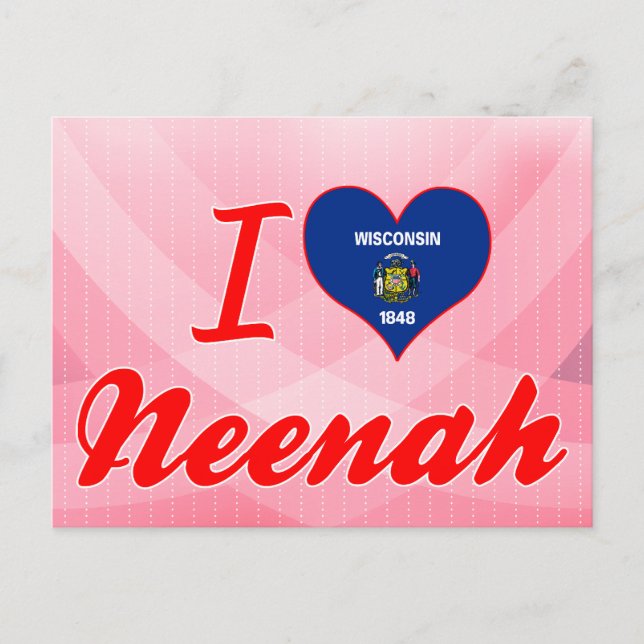 Cartão Postal Eu Amo Neenah, Wisconsin (Frente)