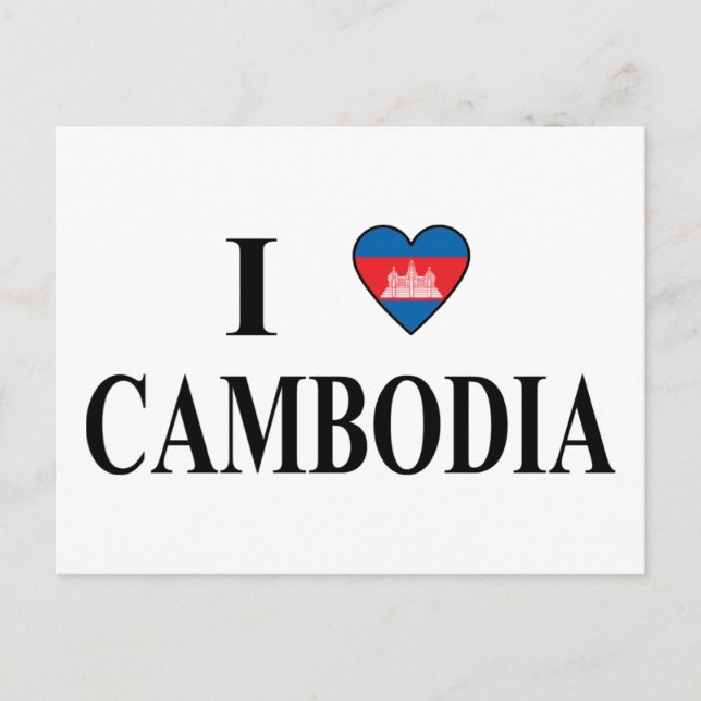 Cartão Postal Eu amo o Camboja (Frente)