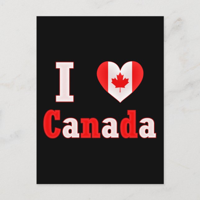 Cartão Postal Eu Amo o Canadá Maple Leaf Heart (Frente)