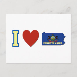 Cartão Postal Eu Amo o Estado Forma Bandeira e Coração da Pensil