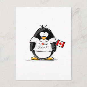 Cartão Postal Eu amo o pinguim do Canadá
