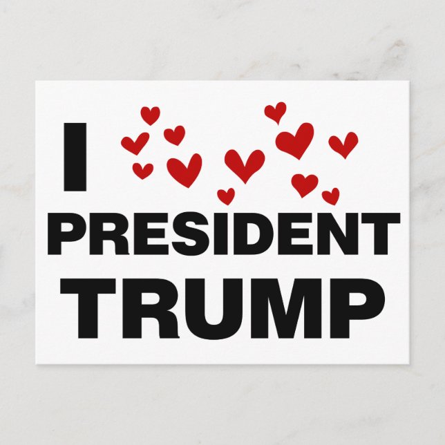 Cartão Postal Eu Amo O Presidente Trump Hearts (Frente)