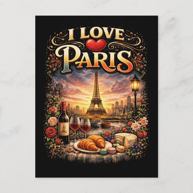 Cartão Postal Eu Amo Paris (Frente)