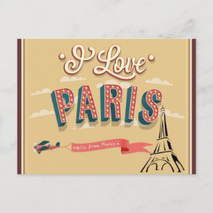 Cartão Postal Eu Amo Paris França Torre Eiffel Viagem