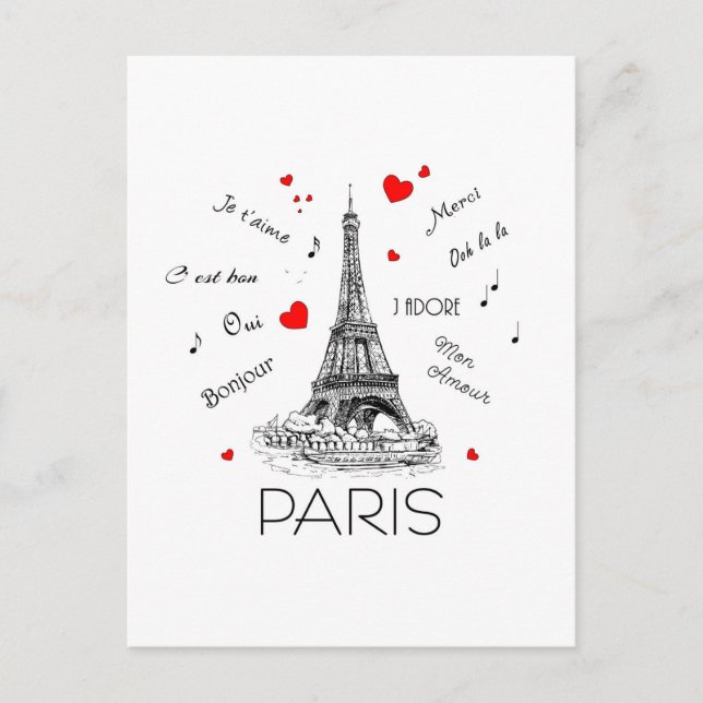 Cartão Postal Eu Amo Paris, Mon Amour (Frente)