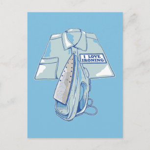 Cartão Postal Eu amo passar roupa engraçado ferro