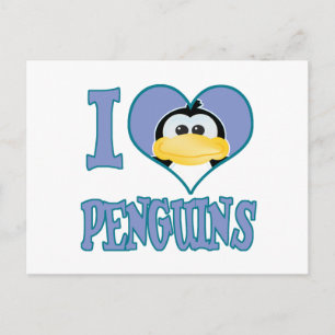 Cartão Postal Eu amo pinguins
