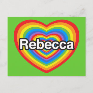 Cartão Postal Eu amo Rebecca. Eu te amo Rebecca. Coração