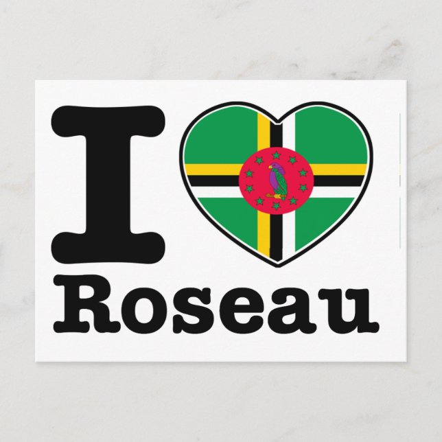 Cartão Postal Eu amo Roseau (Frente)