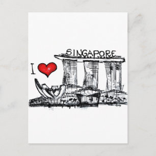 Cartão Postal Eu amo Singapura