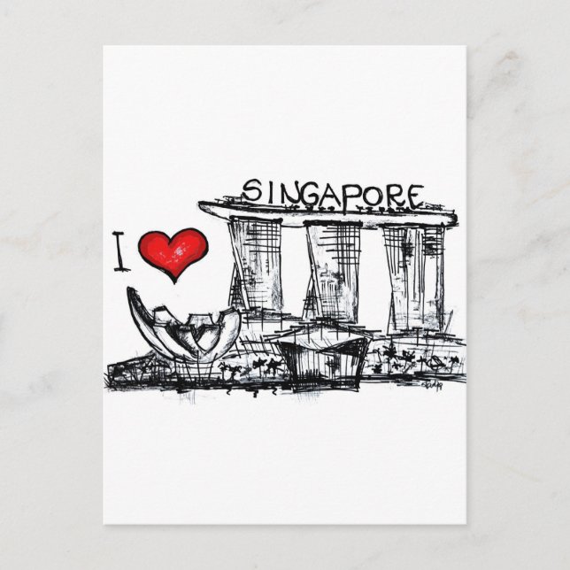 Cartão Postal Eu amo Singapura (Frente)