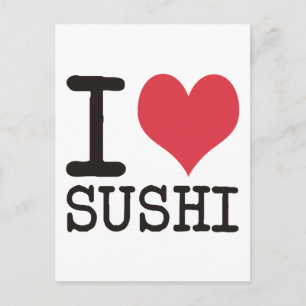 Cartão Postal Eu Amo Sushi - Vinho - Tea Products & Design!
