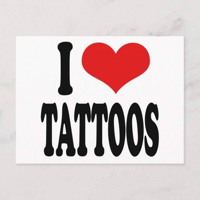 Cartão Postal Eu Amo Tatuagens (Frente)