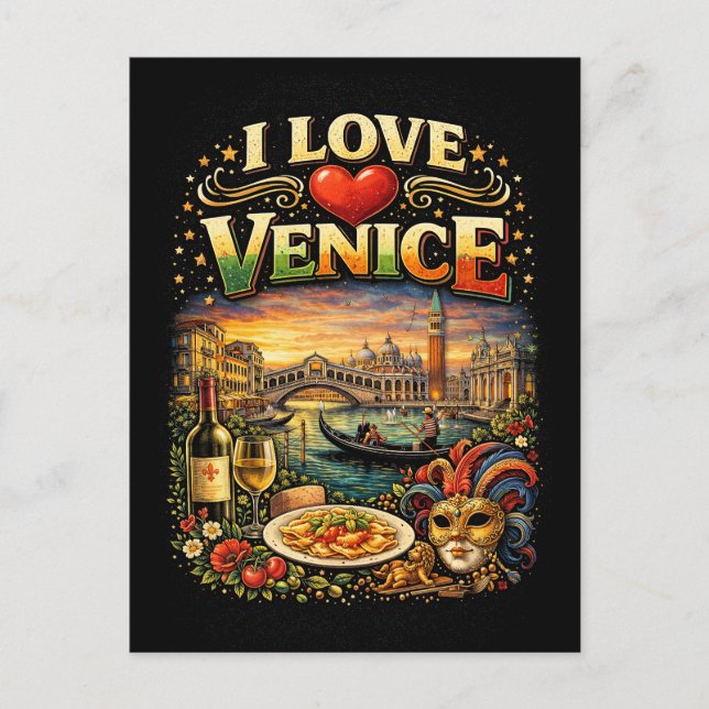Cartão Postal Eu Amo Veneza (Frente)