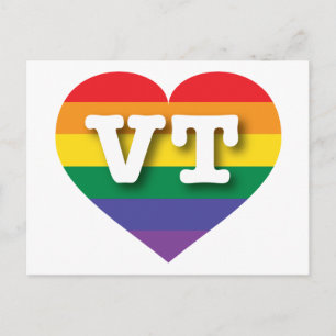 Cartão Postal Eu Amo Vermont Rainbow Heart