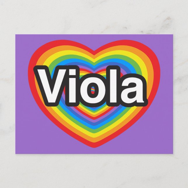 Cartão Postal Eu amo Viola. Eu te amo, Viola. Coração (Frente)