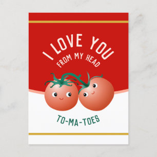 Cartão Postal Eu amo você da cabeça aos pés tomates fofos