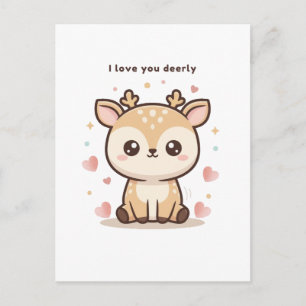 Cartão Postal Eu Amo Você Querido Fofinho Puchi Dōshi Veado Nata