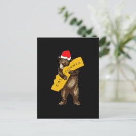 Cartão Postal Eu Amo Você Urso da Califórnia com o Papai Noel