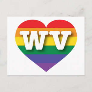 Cartão Postal Eu amo West Virginia Rainbow Heart