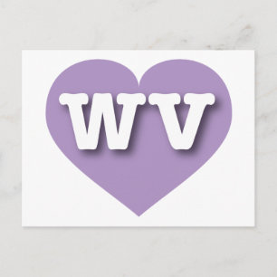 Cartão Postal Eu amo West Virginia - WV Lavanda Heart