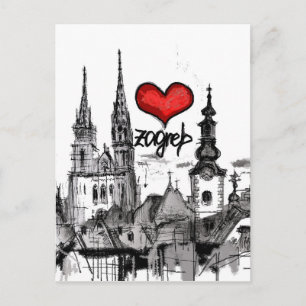 Cartão Postal Eu amo Zagreb