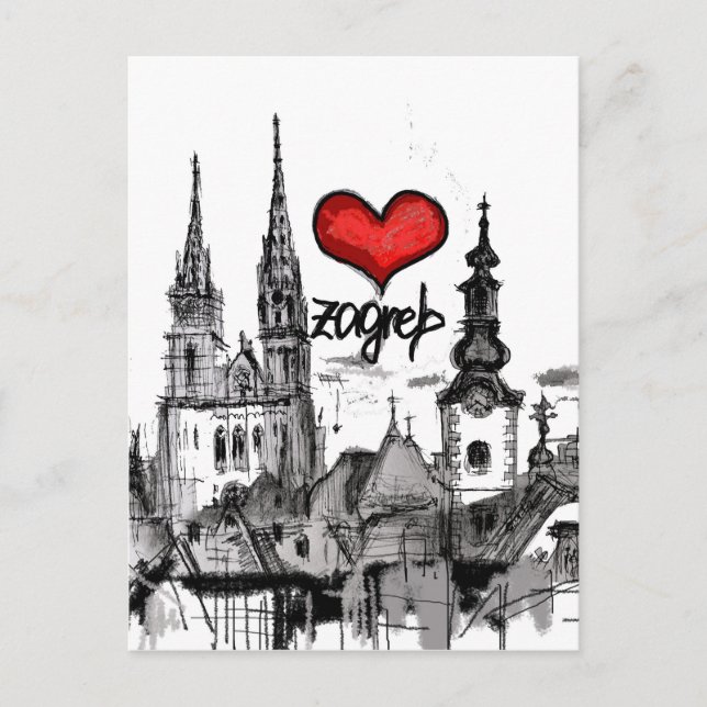 Cartão Postal Eu amo Zagreb (Frente)